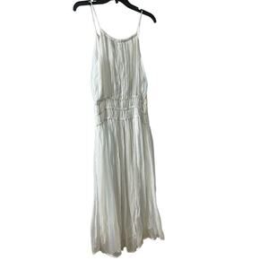 Frame Womens Gauge Smocked Light‎ Blue Stripe Crinkled Pleated Midi Dress Size 4